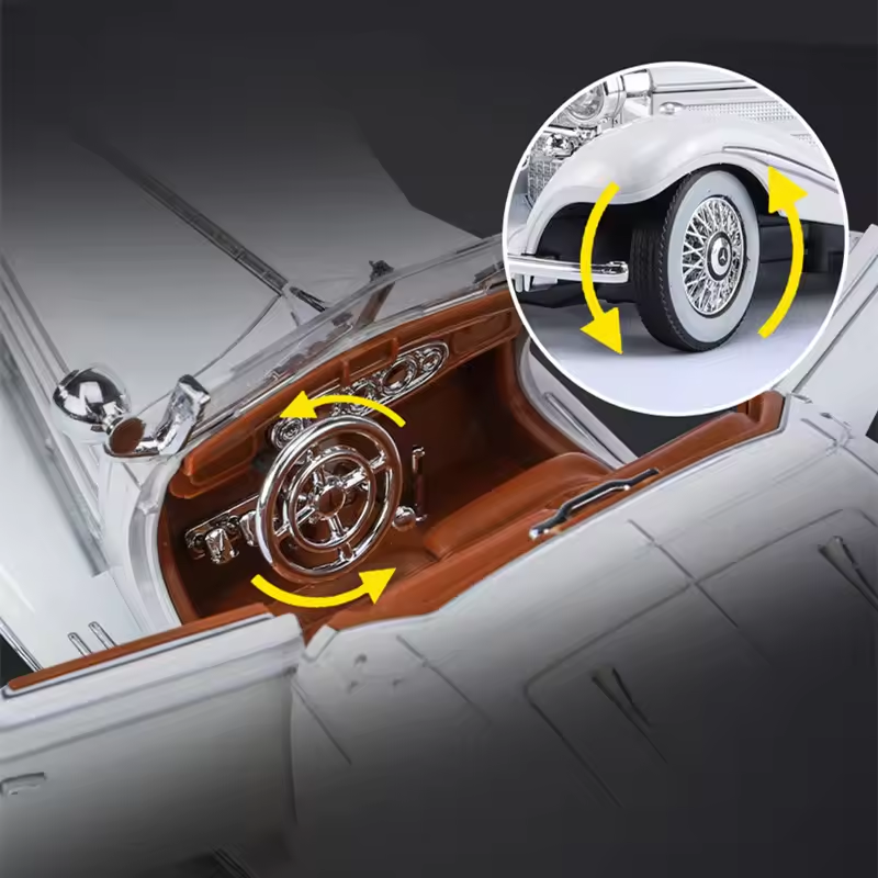 1:24 Diecast 1936 Mercedes Benz 500K Model Car With Smoke