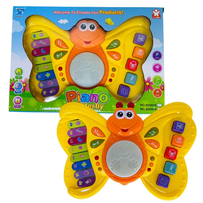Battery Operated Butterfly Piano With Light & Music