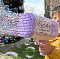 69 Holes Rechargeable Bazooka Colorful Bubble Gun