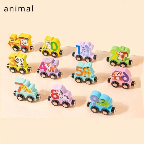 Wooden Magnetic Number Small Train With Engine 0-9