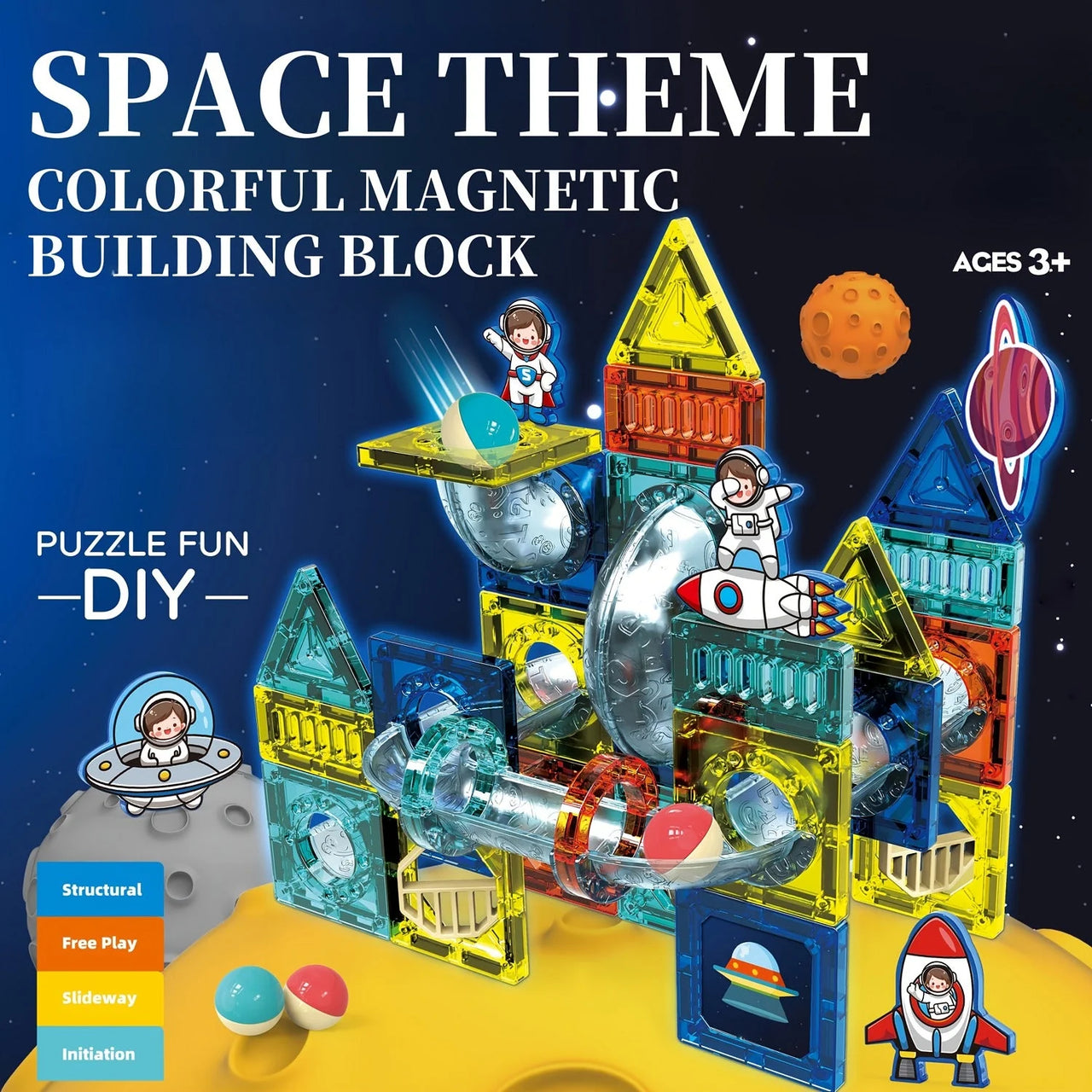 68Pcs Space Magnetic Pipeline Building Block