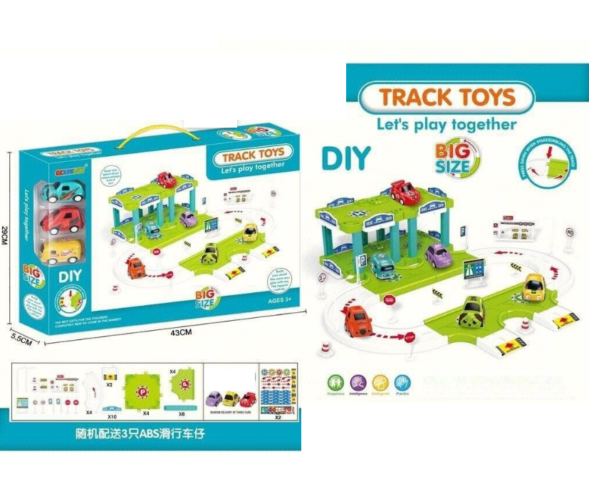 DIY Manual Big Size Track Set With 3 Cars