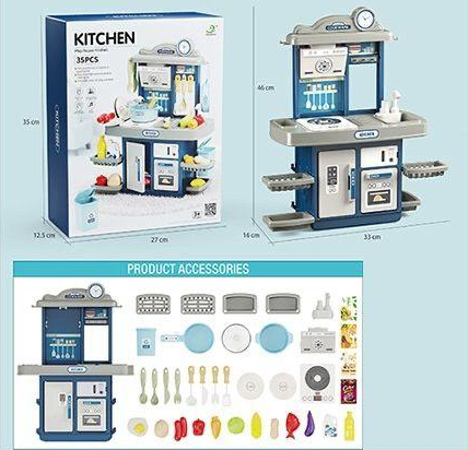 38Pcs DIY Mini Kitchen Play House Set - Blue