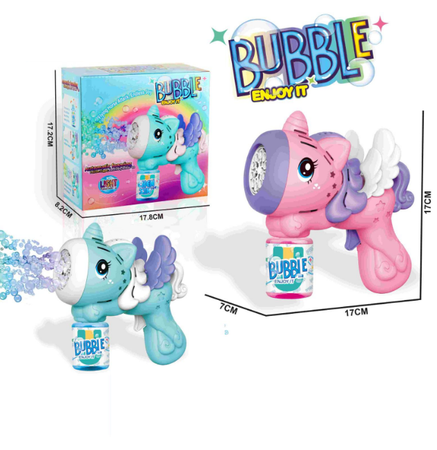 Electric Handheld Unicorn Design Bubble Gun With Lights