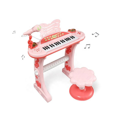 Multi-functional Electronic Musical Piano With Mic & Stool - Pink
