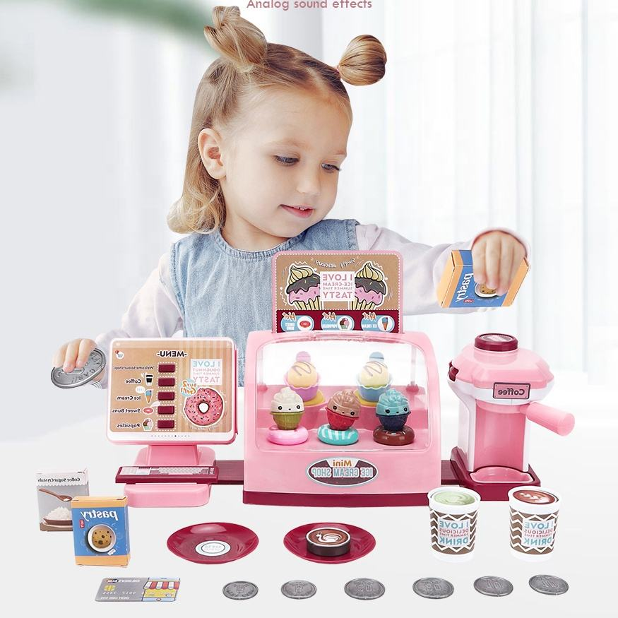 28Pcs Pretend Play Ice-Cream Shop With Coffee Maker