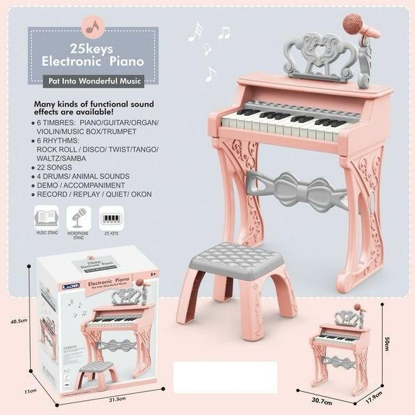 25 Keys Electronic Piano Pat Into Wonderful Music - Pink