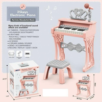 25 Keys Electronic Piano Pat Into Wonderful Music - Pink