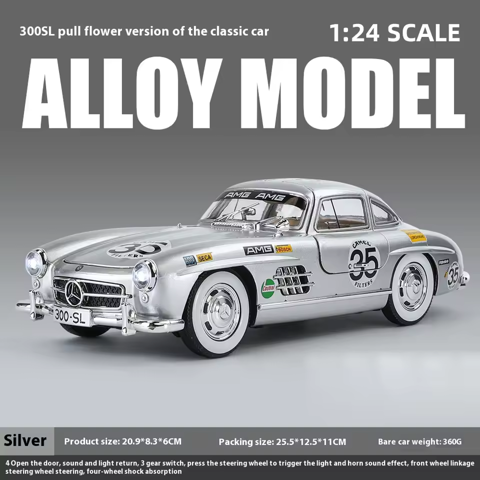 1:24 Diecast Classic Benz 300SL Printed Model Car