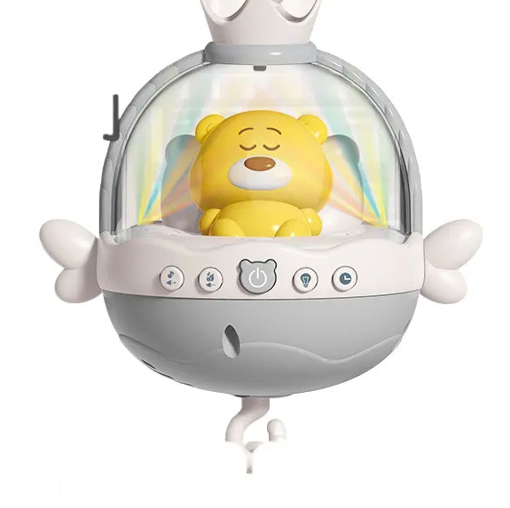 Remote Control Baby Projection Hanging Bed Bell Toy - Gray