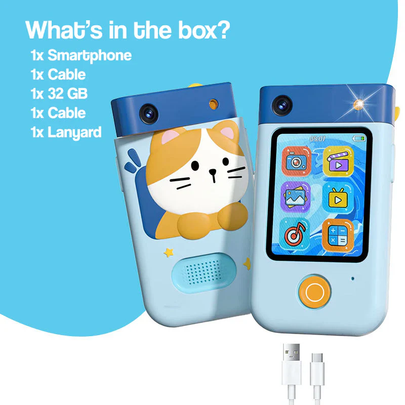 Kids Kitty Rotating Dual Camera Digital Touch Phone