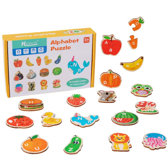 Wooden Montessori Alphabet Learning Puzzle Game
