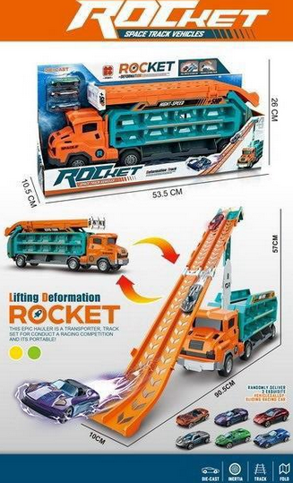 Inertial Rocket Deform ABS Truck With 3Pcs Alloy Cars