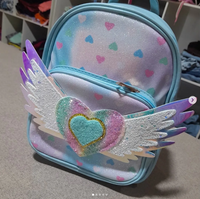 9* Inches Girls Fancy Heart Wings Backpack