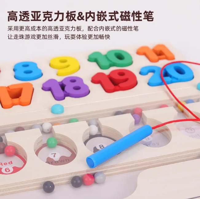 2in1 Wooden Number Learning & Maze Game Board