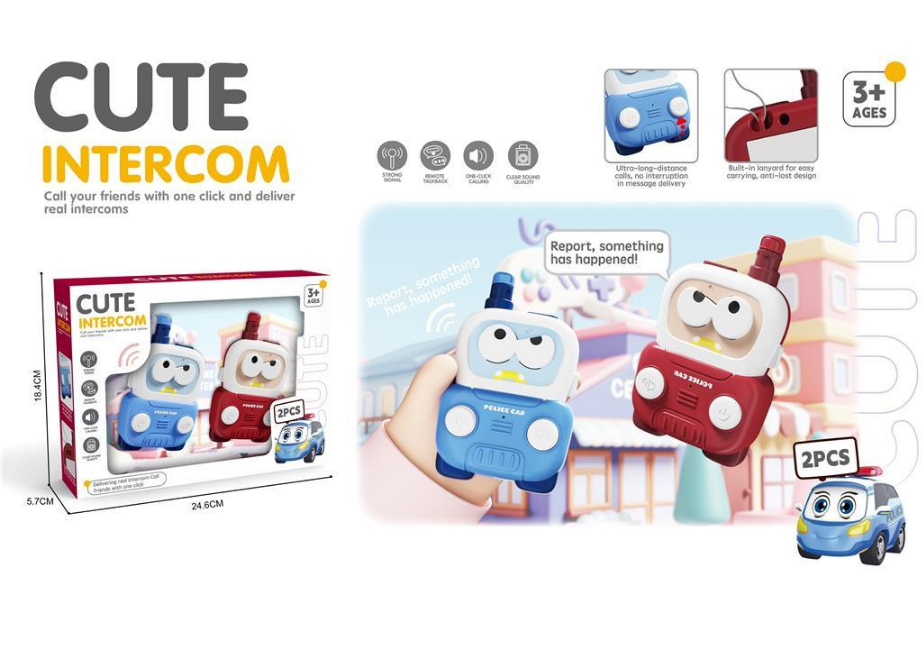 2Pcs Portable Police Car Intercom For Kids