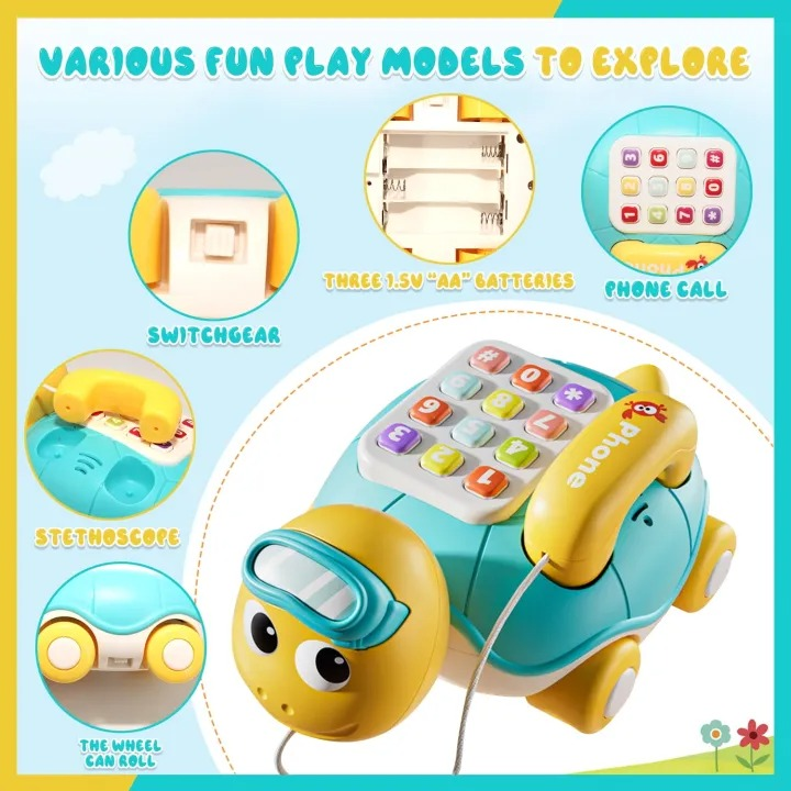 Kids Pull Along Turtle Musical Telephone