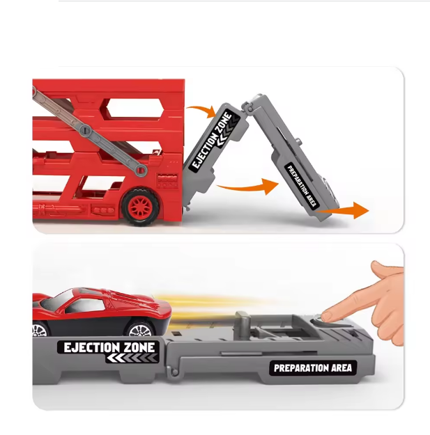 Foldable Car Launcher Transporter With 8Pcs Alloy Cars