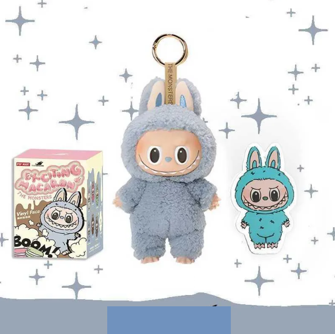 Mini Macaron Labubu Figure Keychain Plush Doll - 1Pc