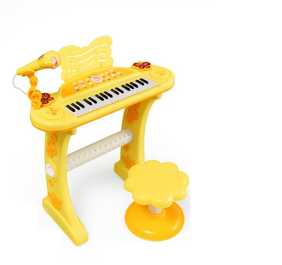 Multi-functional Electronic Musical Piano With Mic & Stool - Yellow
