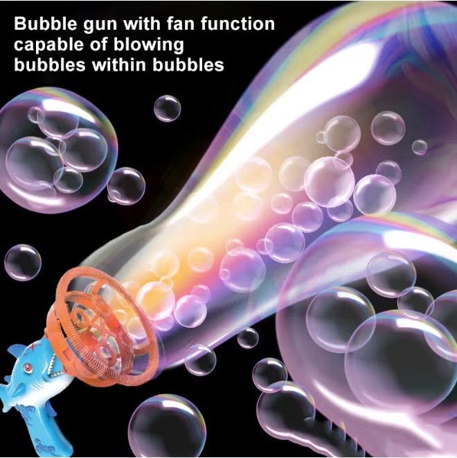 Battery Operated Shark Themed Colorful Bubble Gun