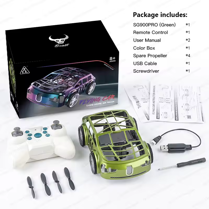 2in1 Mini Drone & RC Car With Lights