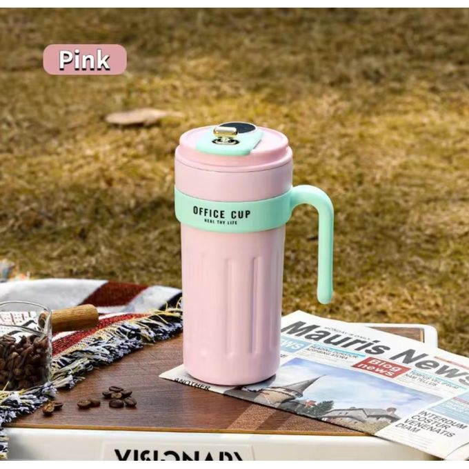 650ml Stainless Steel Temperature Display Coffee Cup - Pink