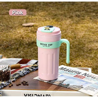650ml Stainless Steel Temperature Display Coffee Cup - Pink