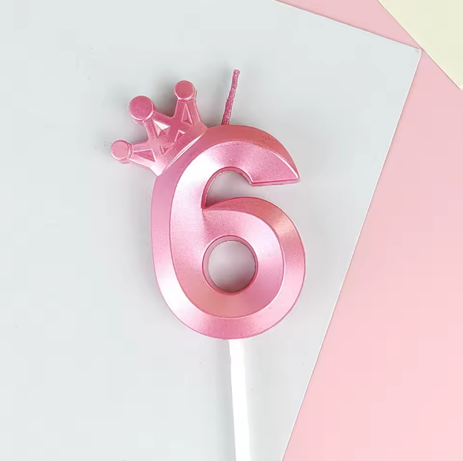 Number 6 Crown Designed Birthday Candle