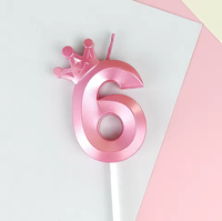 Number 6 Crown Designed Birthday Candle