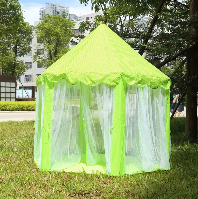 Prince & Princess Castle Play Tent House With Fairy Lights - Green