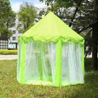 Prince & Princess Castle Play Tent House With Fairy Lights - Green