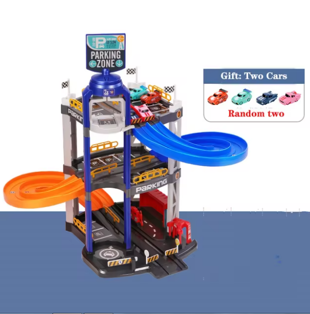 Manual Double Lane Urban Parking Lot Track With 2Pcs Cars