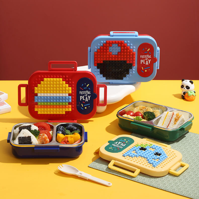 Stainless Steel Kids Lunch Box With Building Blocks