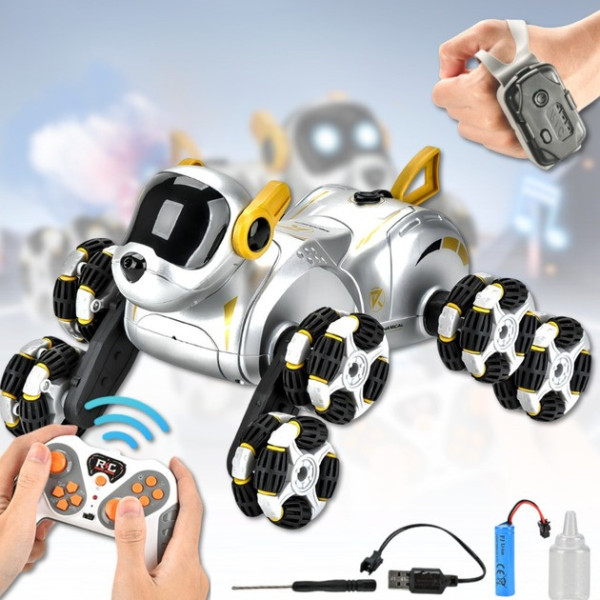 Remote & Watch Control Stunt Spray 8-Wheels Robot Dog