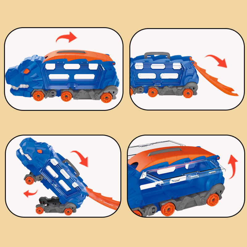 2in1 Foldable Dinosaur Truck With 3Pcs Cars