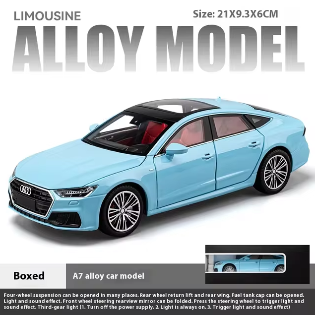 1:24 Diecast Audi A7 Model Car With Headlights