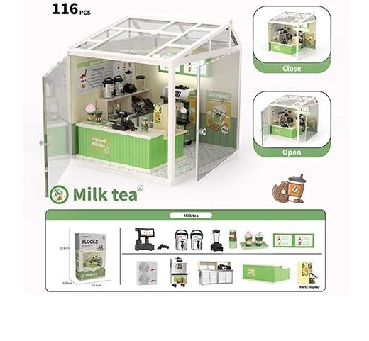 116Pcs DIY Miniature Milk Tea Shop For Kids