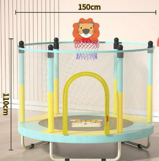 150' x 110'cm Kids Jumping Trampoline With Hoop & Protective Net