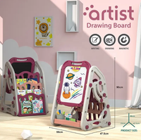 Thumbnail for 90cm Multi-functional Artistic Drawing Board With Book Shelf - Pink