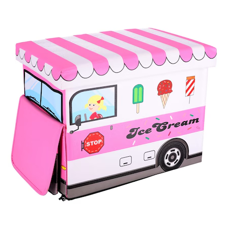 Kids Foldable Storage Box - Ice Cream Car Pink