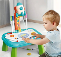 Kids Spaceship Pattern Painting Projection Table - Green