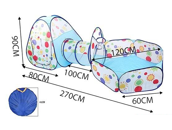 3in1 Foldable Tunnel Tent House - Blue