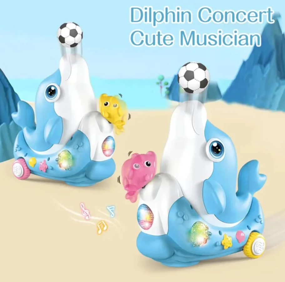 Electric Cute Ball Blowing Dolphin With Light & Music