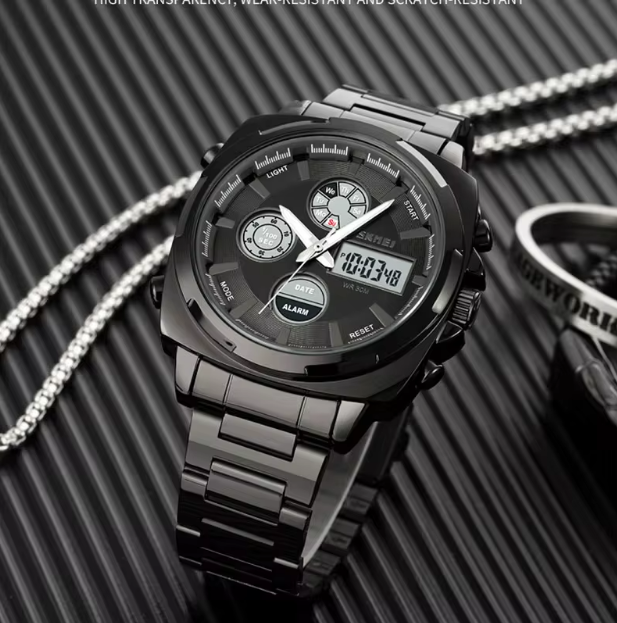 SKMEI Dual Time Quartz Stainless Steel Watch - Copy