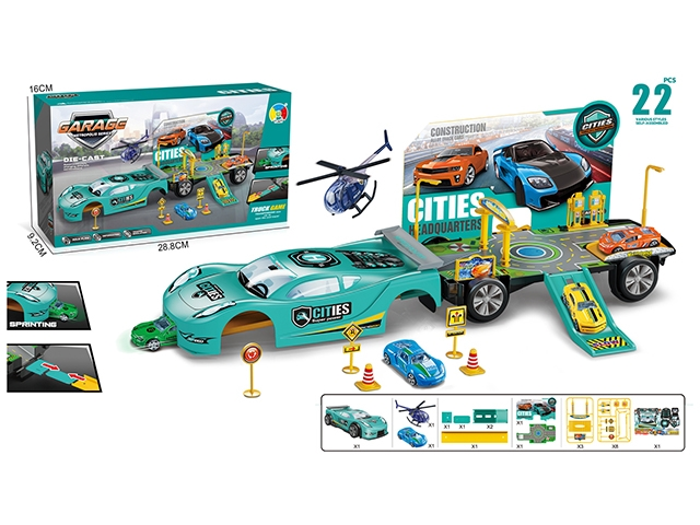 22Pcs Manual Deformation Car Parking Lot