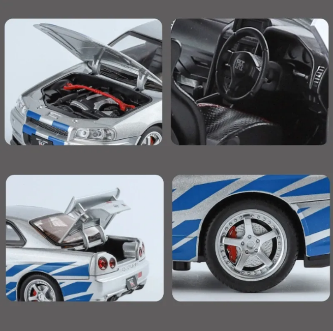 1:24 Diecast Nissan Skyline GT-R R34 Model Car