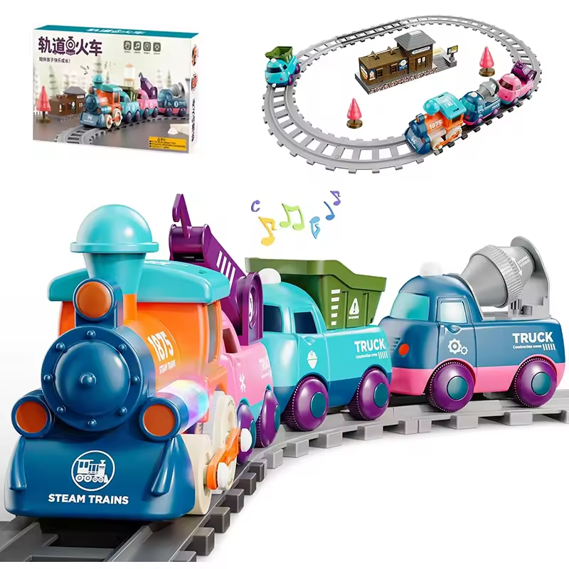 17Pcs Kids Locomotive Engineering Train Track Set