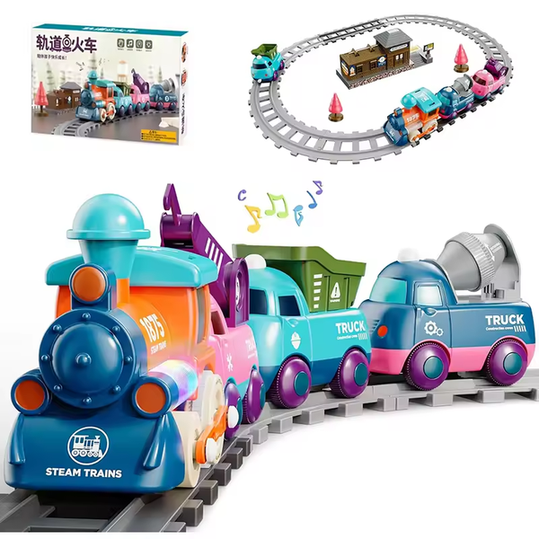 17Pcs Kids Locomotive Engineering Train Track Set