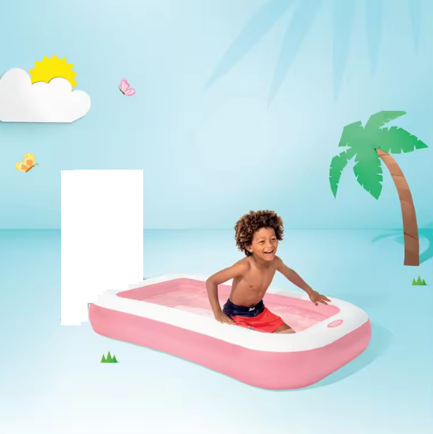 INTEX Rectangular Kids Pink Swimming Pool 66"x40"x10"